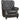 Capone Accent Chair Dark Grey. It features a fully tufted back, nailhead trim, rolled arms and deep seating. Chesterfield-inspired design.